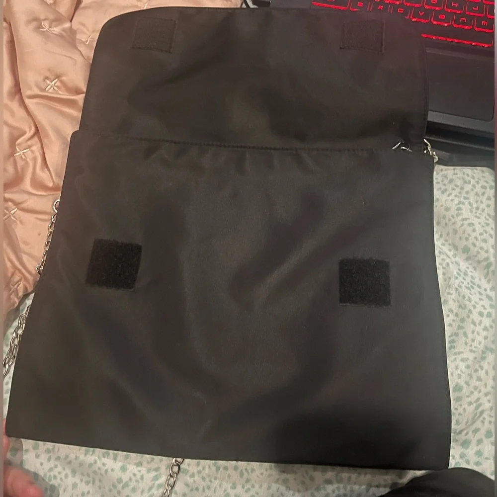 MCM Black Clutch Nylon RARE. Velcro attach. Chain does not come w/